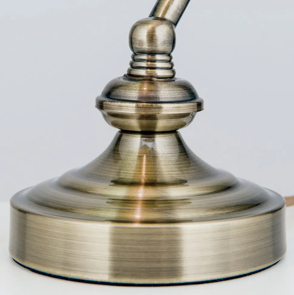 Zora - bordlampe i bankerstil, grønn glasskjerm